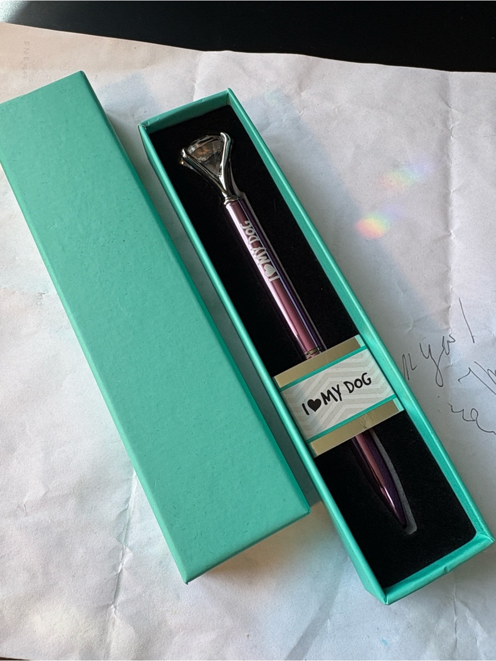 I Love My Dog Purple Crystal Top Pen - Fashionable Writing Accessory